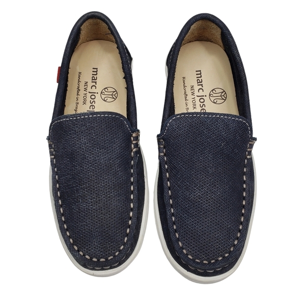 Marc Joseph | NIB Leroy St Navy Jeans Perforated Leather Loafers Boy's 10.5 - Picture 6 of 13
